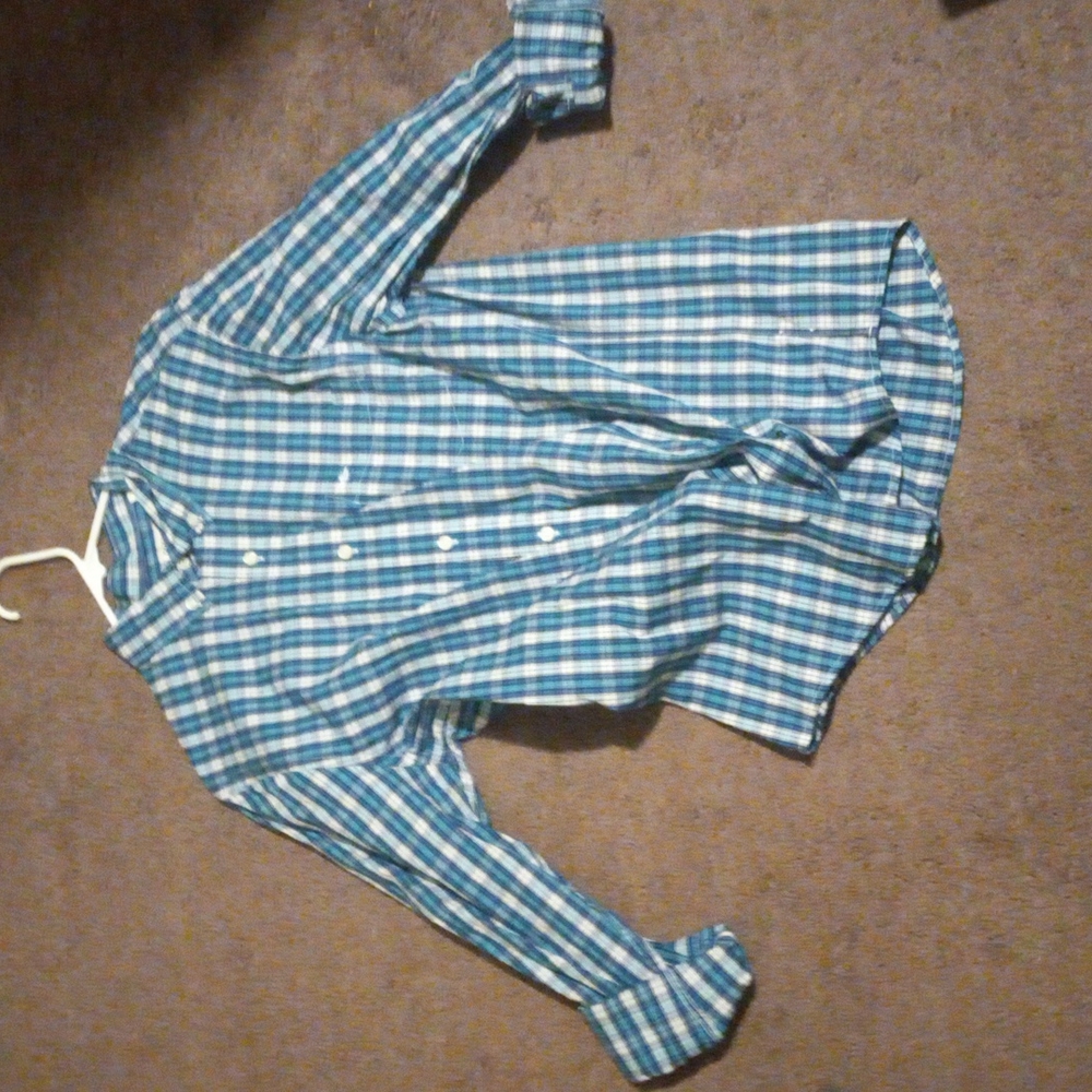 Blue and White Striped Dockers Dress Shirt